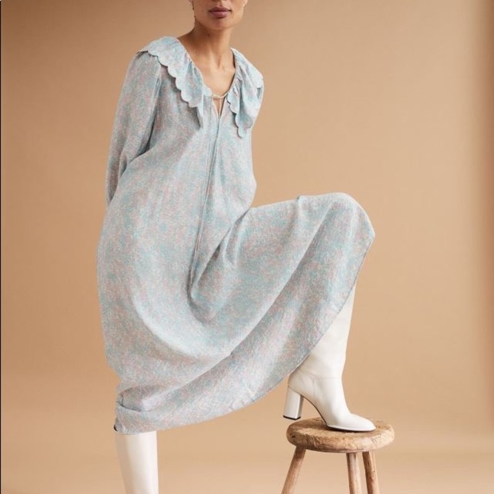 H&M floral oversized collar dress XS
